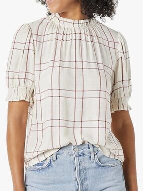 Amazon Essentials Fluid Twill Short Puff Sleeve Smock Detail Shirt